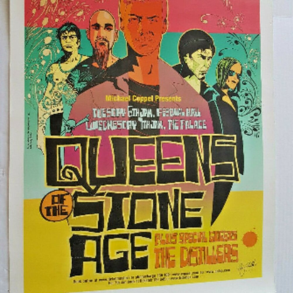 QUEENS OF THE STONE AGE POSTER 2004 LIMITED SIGNED Distillers AUSTRALIA Large